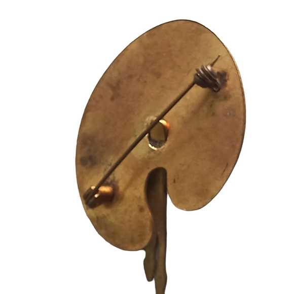 Vintage Womens Brooch Painters Palette Enamel Gold/Silver Tone Jewelry - Picture 3 of 4